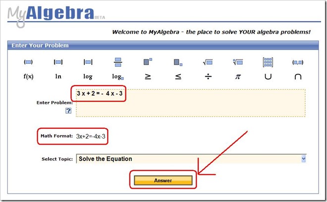 MyAlgebra ti risolve le equazioni algebriche online, in un clic