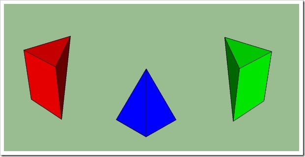 Tre piramidi in un cubo