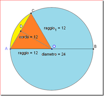Problema di geometria su segmenti e settori circolari